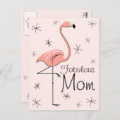 Flamingo Pink "Fabulous Mama" vertikale Postkarte (Vorne/Hinten)