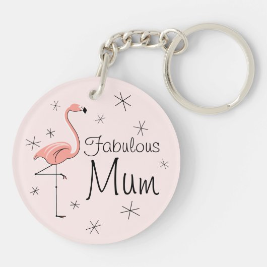 Flamingo Pink "Fabulous Mum" Acryl-Schlüsselanhäng Schlüsselanhänger (Rückseite)