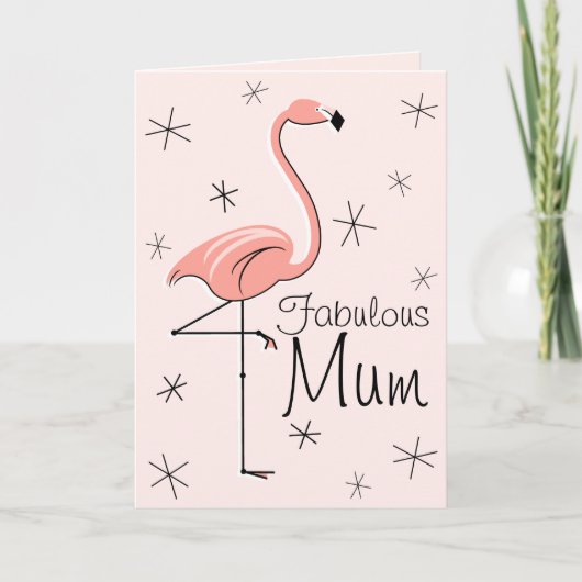 Flamingo Pink Fabulous Mum Mutter Tag vertikal Karte (Vorderseite)
