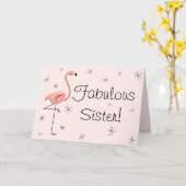 Flamingo Pink Fabulous Schwester! Karte (Gelbe Blume)