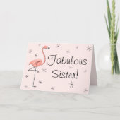 Flamingo Pink Fabulous Schwester! Karte (Vorderseite)