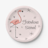 Flamingo Pink Fabulous Schwester Papierplatte Pappteller (Vorderseite)