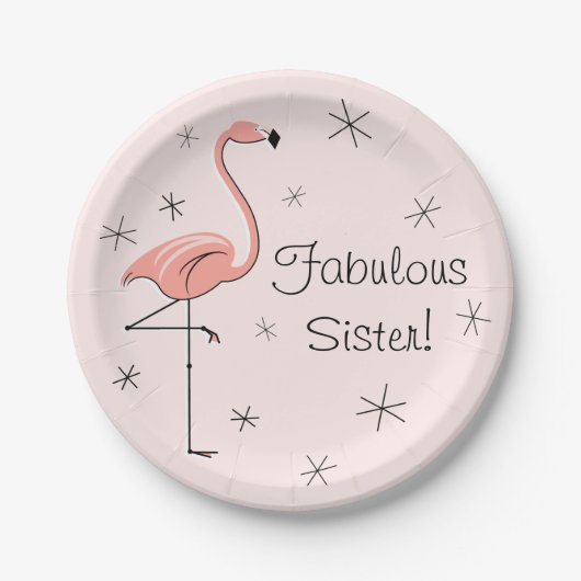 Flamingo Pink Fabulous Schwester Papierplatte Pappteller (Vorderseite)