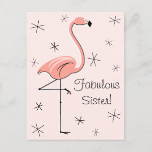 Flamingo Pink Fabulous Schwester vertikale Postkar Postkarte