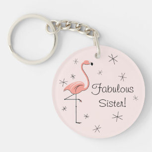 Flamingo Pink "Fabulous Sister" Acrylgras-Schlüsse Schlüsselanhänger