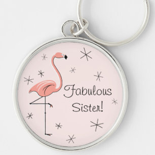 Flamingo Pink 'Fabulous Sister' Schlüsselanhänger 