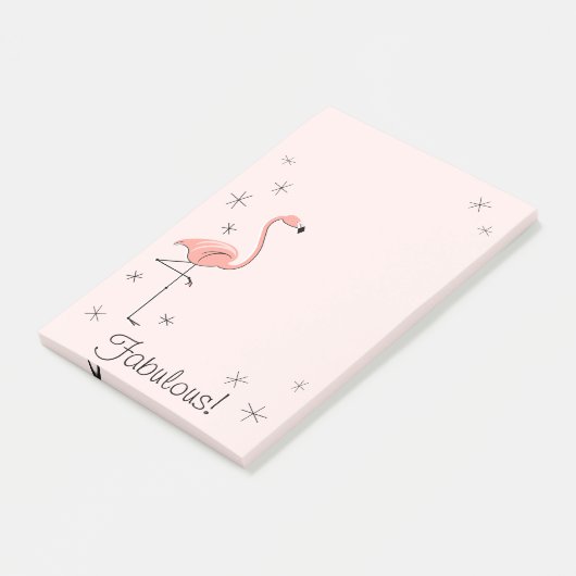 Flamingo Pink "Fabulous!" vertikal Post-it Klebezettel (angewinkelt)
