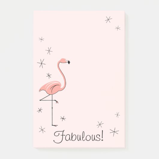 Flamingo Pink "Fabulous!" vertikal Post-it Klebezettel (Vorderseite)