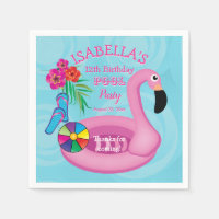 Flamingo Pink Floral 12. Geburtstag Pool Party