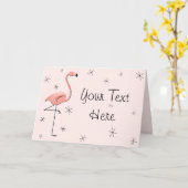 Flamingo Pink Fronttext Grüße Karte (Gelbe Blume)