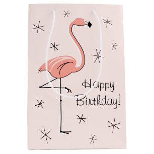 Flamingo Pink 'Glücklicher Geburtstag'! Geschenk Mittlere Geschenktüte