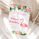 Flamingo Pink Gold Erster Geburtstag Einladung