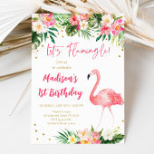 Flamingo Pink Gold Erster Geburtstag Einladung