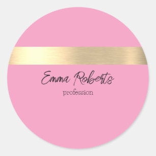 Flamingo Pink Golden Foil Rustikale Imitate Runder Aufkleber