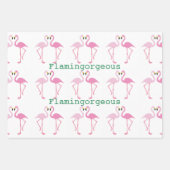 Flamingo Pink Green Custom Typografy 3-teilig Geschenkpapier Set (Vorderseite)