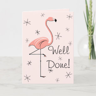 Flamingo Pink Gut Fertig Text Grüße Karte vorne