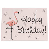 Flamingo Pink 'Happy Birthday'! Geschenktasche Große Geschenktüte (Vorderseite)