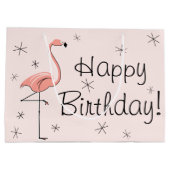 Flamingo Pink 'Happy Birthday'! Geschenktasche Große Geschenktüte (Rückseite)
