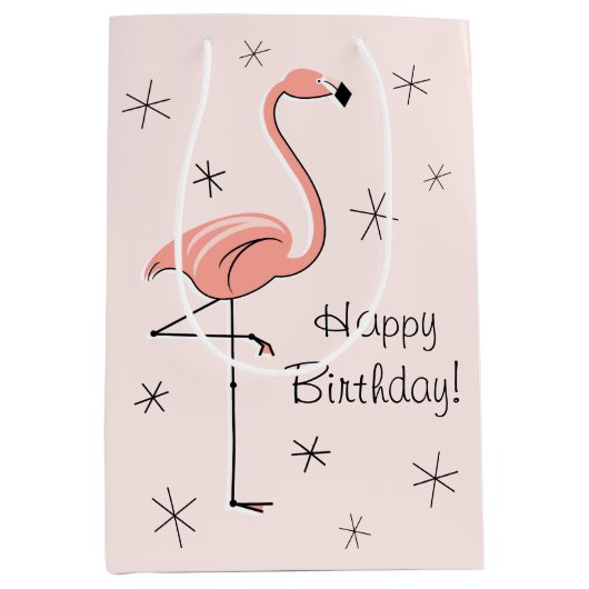 Flamingo Pink 'Happy Birthday'! Geschenktüte (Vorderseite)