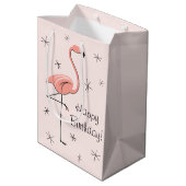 Flamingo Pink 'Happy Birthday'! Geschenktüte (Rückseite Schrägansicht)