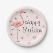 Flamingo Pink Happy Birthday Papier Platte Pappteller (Vorderseite)