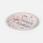 Flamingo Pink Happy Birthday Papier Platte Pappteller (Schrägansicht)