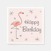 Flamingo Pink Happy Birthday Papier Servietten (Vorderseite)