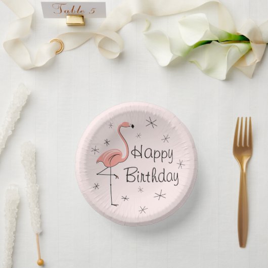 Flamingo Pink Happy Birthday Pappteller (Hochzeit)