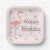 Flamingo Pink Happy Birthday Square Pappteller (Vorderseite)