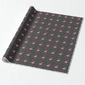 Flamingo Pink Heart Gray Wrapping Paper Geschenkpapier (Ungerollt)