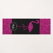Flamingo Pink Imitate Glitzer Glitzern Schwarze Mo Yogamatte (Vorderseite (Horizontal))