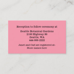 Flamingo Pink - Informationskarte für Hochzeiten Begleitkarte