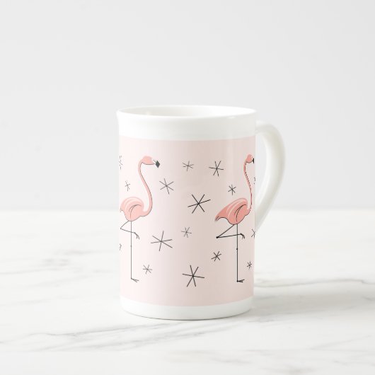 Flamingo Pink Knochen China Tasse (Vorderseite Rechts)