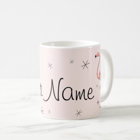 Flamingo Pink 'Name' Tasse (VorderseiteRechts)