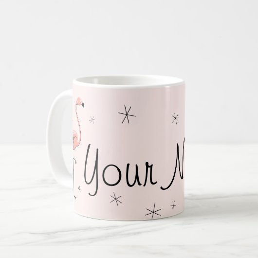 Flamingo Pink 'Name' Tasse (Vorderseite Links)