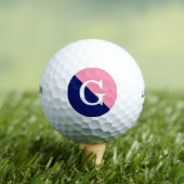 Flamingo Pink Navy Blue 2 Tone Diag Init Monogram Golfball (Insitu T-Shirt)