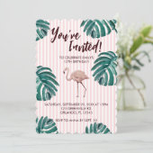 Flamingo Pink Pastel Geburtstag Einladung (Stehend Vorderseite)