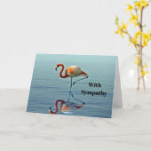 Flamingo Pink Reflection Wildlife Foto Beileid Karte (Gelbe Blume)