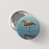 Flamingo Pink Reflection Wildlife Foto Button (Vorne & Hinten)