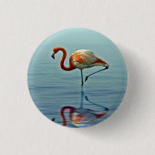 Flamingo Pink Reflection Wildlife Foto Button (Vorderseite)