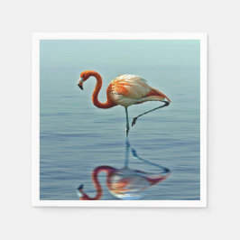 Flamingo Pink Reflection Wildlife Foto Serviette