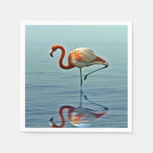 Flamingo Pink Reflection Wildlife Foto Serviette (Vorderseite)