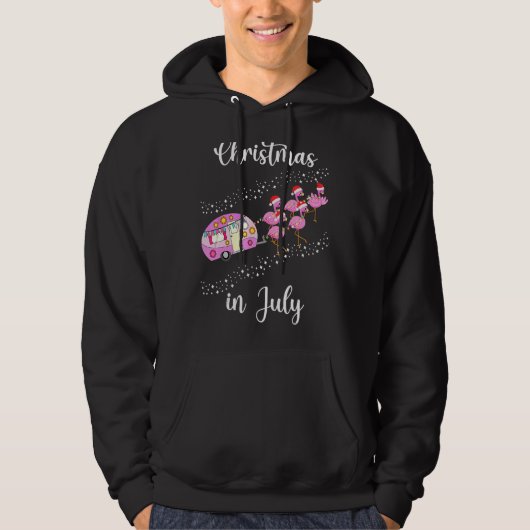 Flamingo Pink Retro Camping Weihnachten im Juli Hoodie (Vorderseite)