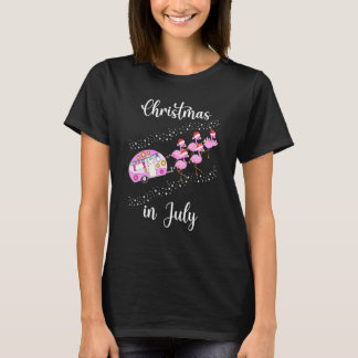 Flamingo Pink Retro Camping Weihnachten im Juli T-Shirt