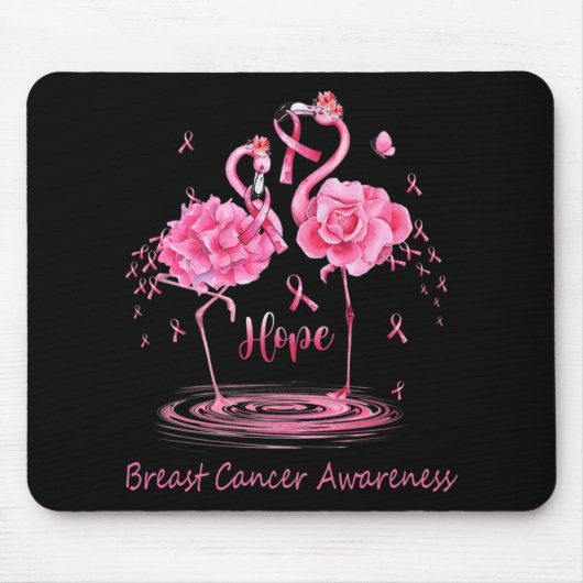 Flamingo Pink Ribbon Butterflies Brustkrebs Awa Mousepad (Vorne)