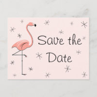 Flamingo Pink "Save the Date" Postkarte