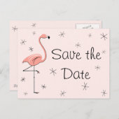 Flamingo Pink "Save the Date" Postkarte (Vorne/Hinten)