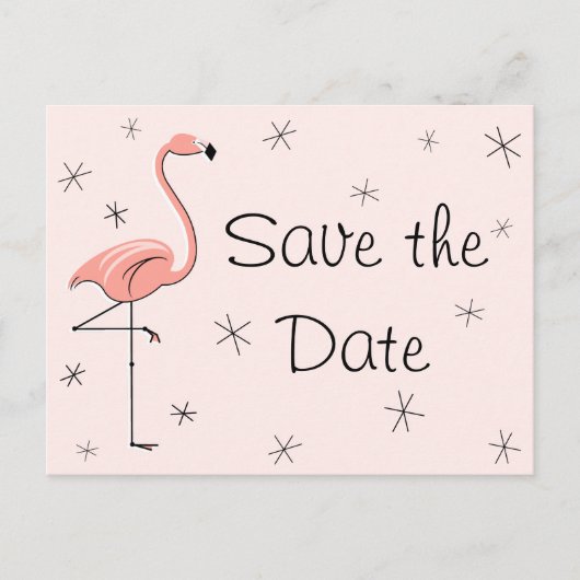 Flamingo Pink "Save the Date" Postkarte (Vorderseite)