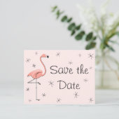 Flamingo Pink "Save the Date" Postkarte (Stehend Vorderseite)