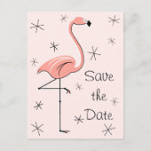 Flamingo Pink "Save the Date" vertikale Postkarte (Vorderseite)